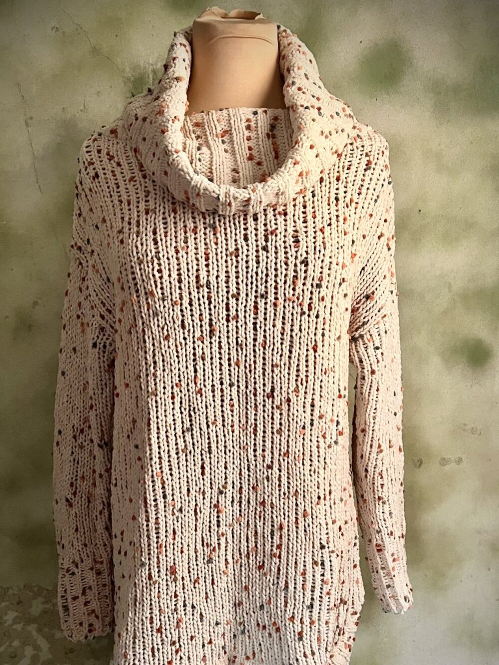 Jessica Simpson Cream Speckled Cowl Neck Sweater Tunic Size S